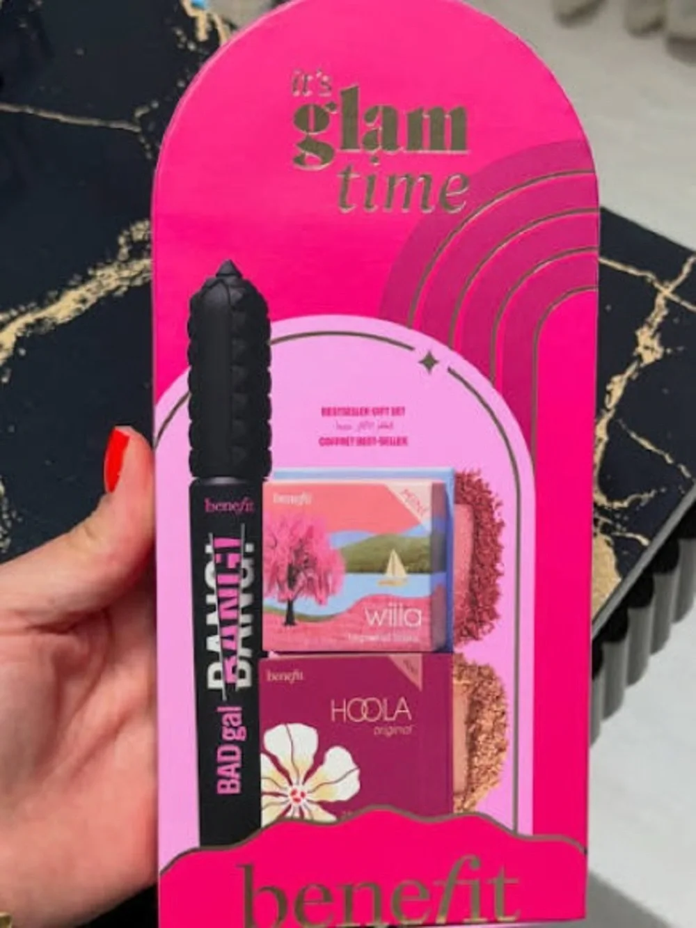 Benefit Cosmetics 3 Piece It's Glam Time Beauty Mascara Hoola Bronzer Blush Gift